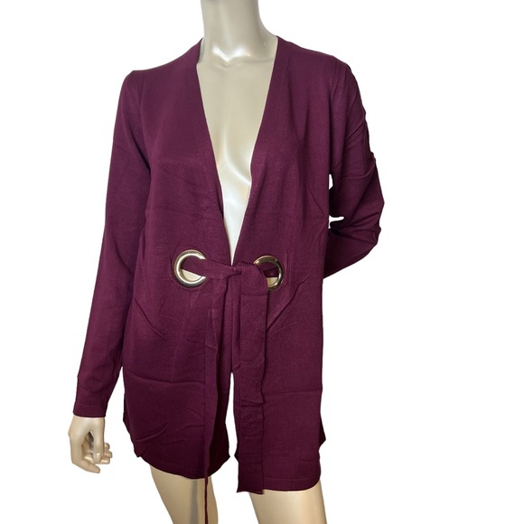 Coco Bleu Mulberry Long Sleeve Tie Knit Cardigan. - Picture 7 of 10
